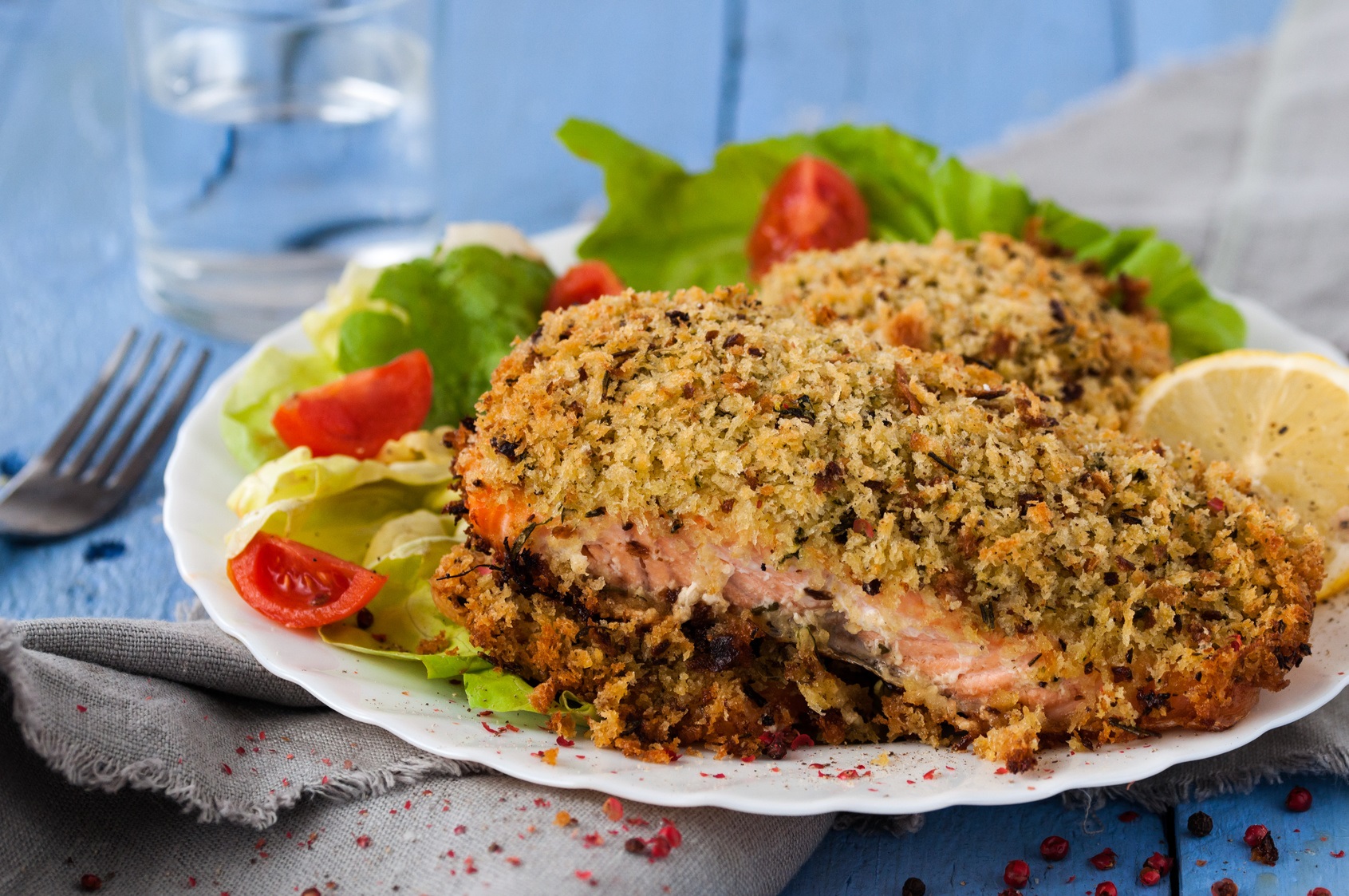 walnut coated salmon